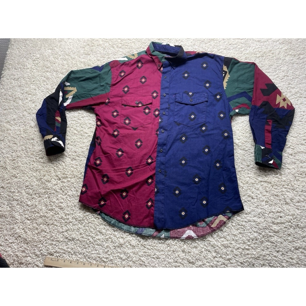 VTG Wrangler Cowboy X-Long Tails Western Wear Shirt Aztec Print Size XL  RARE